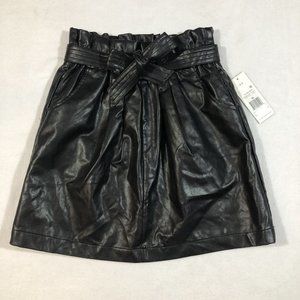 NEW Habitual Kid Girls 16 Faux Vegan Leather Skirt Black Belted NWT $50